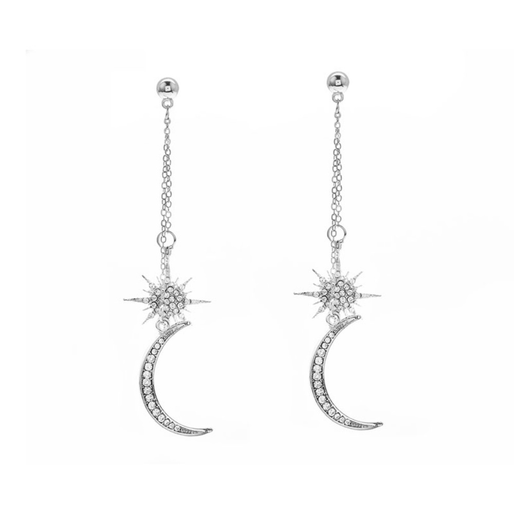 🌙Moon and Star Drop Earrings - Picture 5 of 10